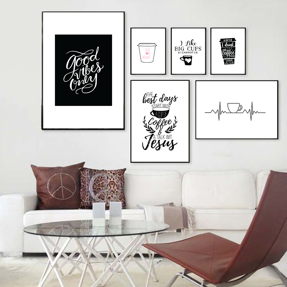 Home Decor Quotes On Wall - Poster Kutipan Kopi Modern Mencetak Gambar