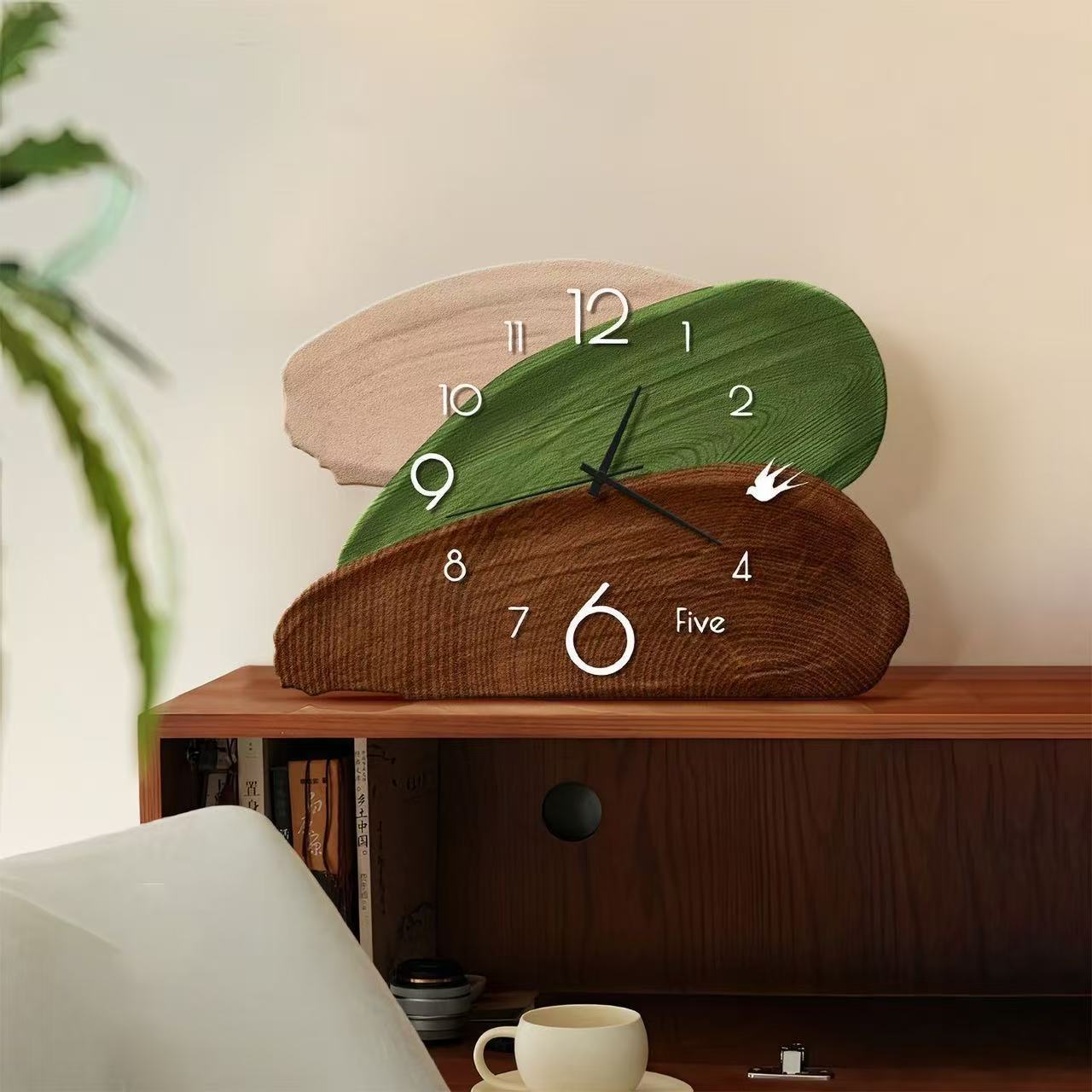 Wall Clock Silent - Jam Dinding & Meja Retro Hijau,