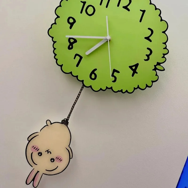 Wall Clock Silent - Jam Dinding Pendulum Chiikawa Lucu Bentuk