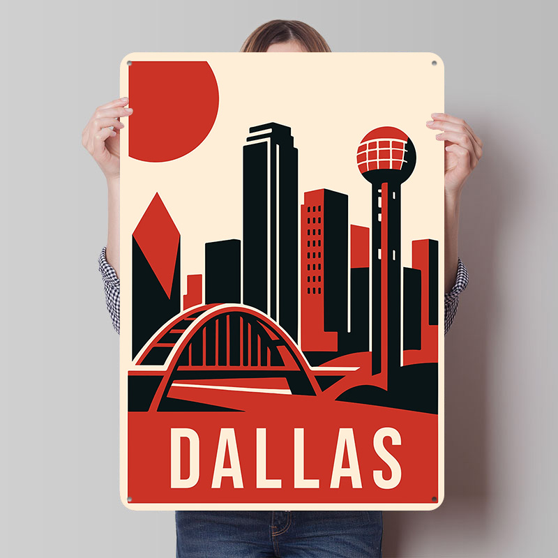 Home Decor Dallas - Poster Cetak Perjalanan Vintage Dallas, Seni