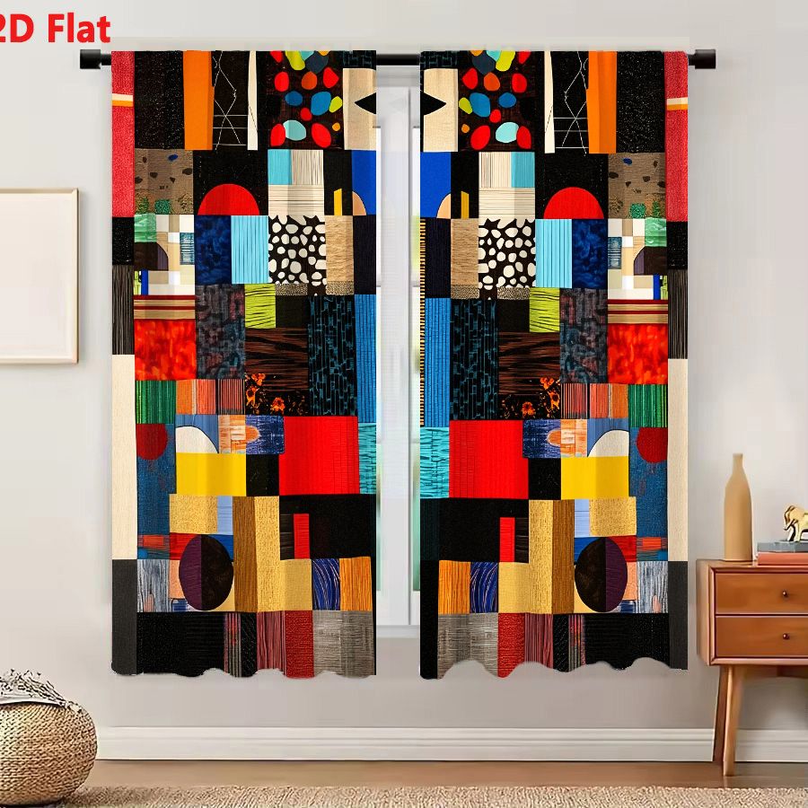 Home Decor Color Palettes - 2 Buah Tirai 2D Datar dengan