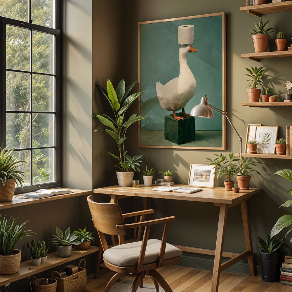 Home Decor Duck - Lukisan Minyak Abstrak di Kanvas, Seni