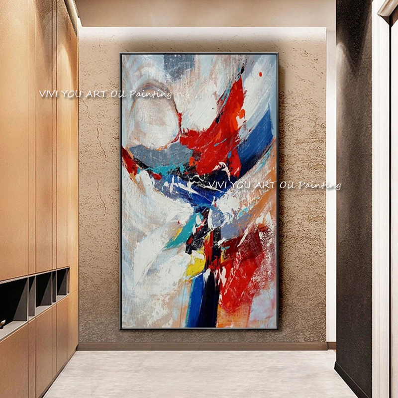 Home Decor Color Palettes - Lukisan minyak tebal abstrak Modern buatan