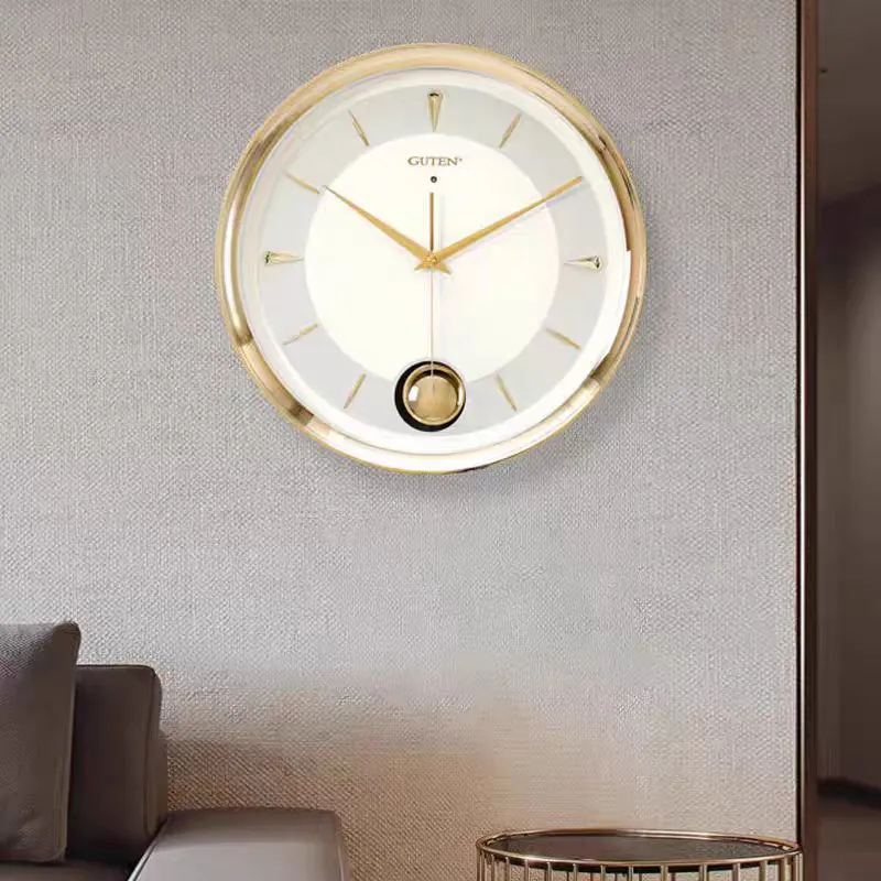 Wall Clock Silent - Jam Dinding Keberuntungan Emas dengan Bunyi