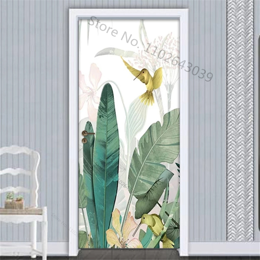Stiker pintu daun hijau plaint - Home Decor On Sale ulasan dan harga