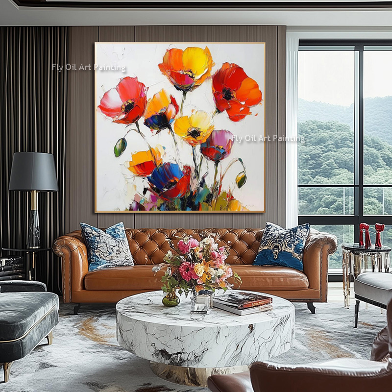 Lukisan Minyak Bunga Poppy Teb - Home Decor Color Palettes ulasan dan harga