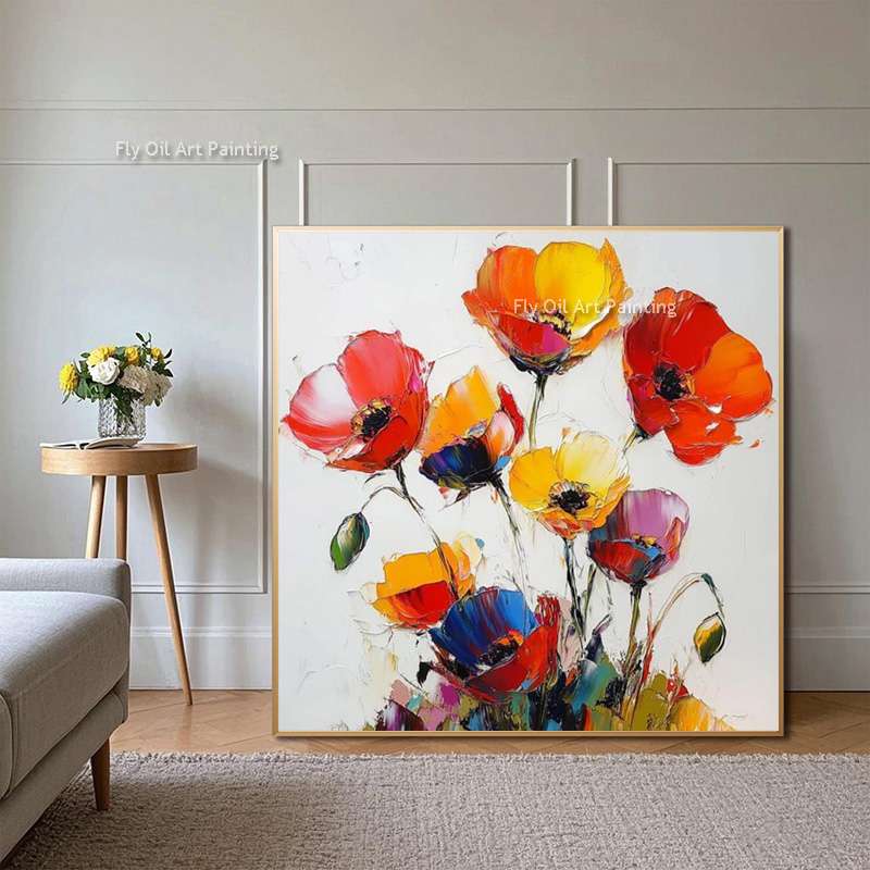 Lukisan Minyak Bunga Poppy Teb - Home Decor Color Palettes ulasan dan harga
