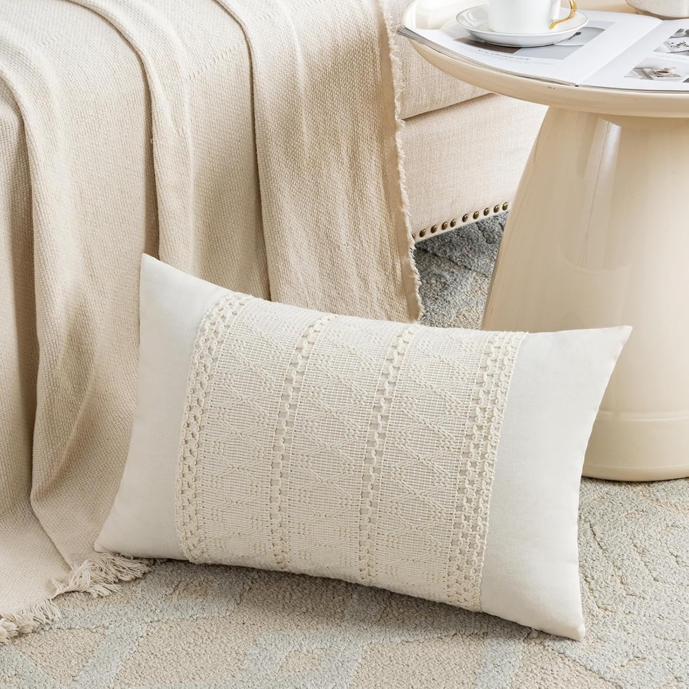 Sarung Bantal Lumbar Krim Boho - Home Decor Sofa ulasan dan harga