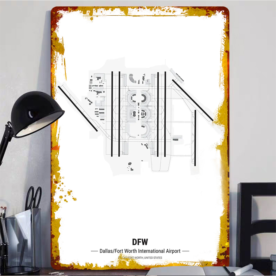 Peta Bandara DFW Seni Dinding  - Home Decor Dallas ulasan dan harga