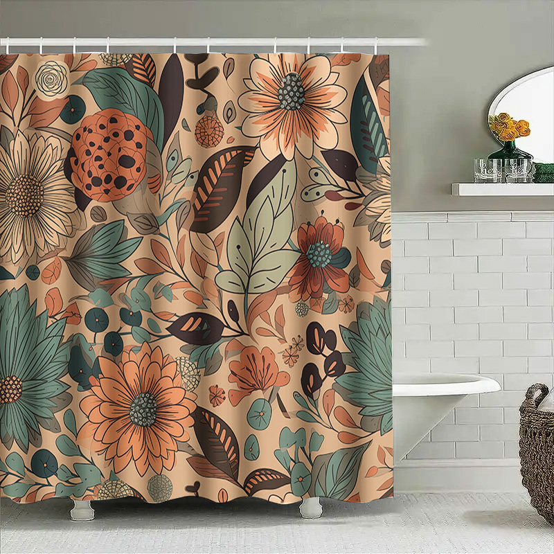 Tirai Mandi Motif Bunga Modern - Home Decor Color Palettes ulasan dan harga