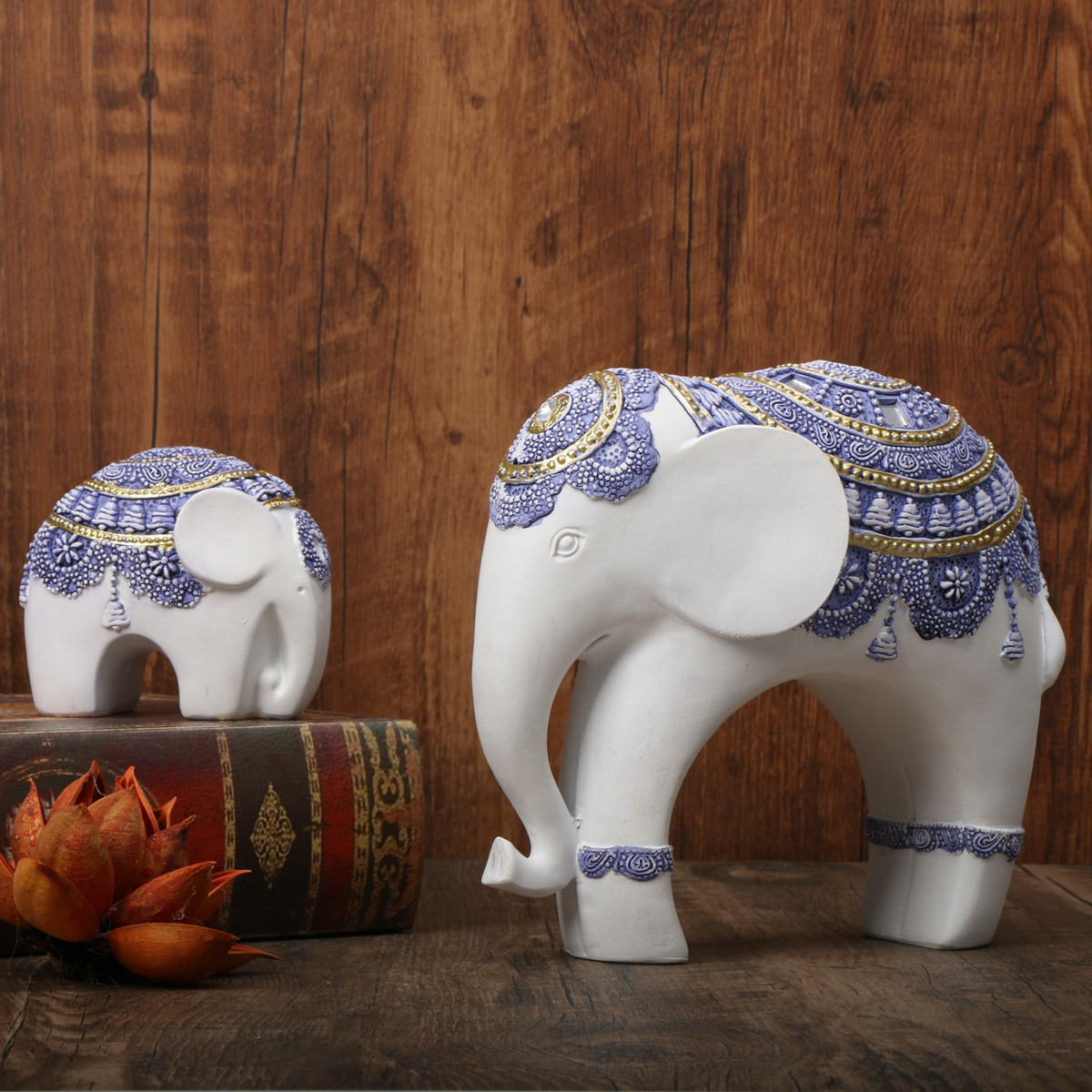 Patung gajah biru dan putih-ke - Home Decor On Sale ulasan dan harga