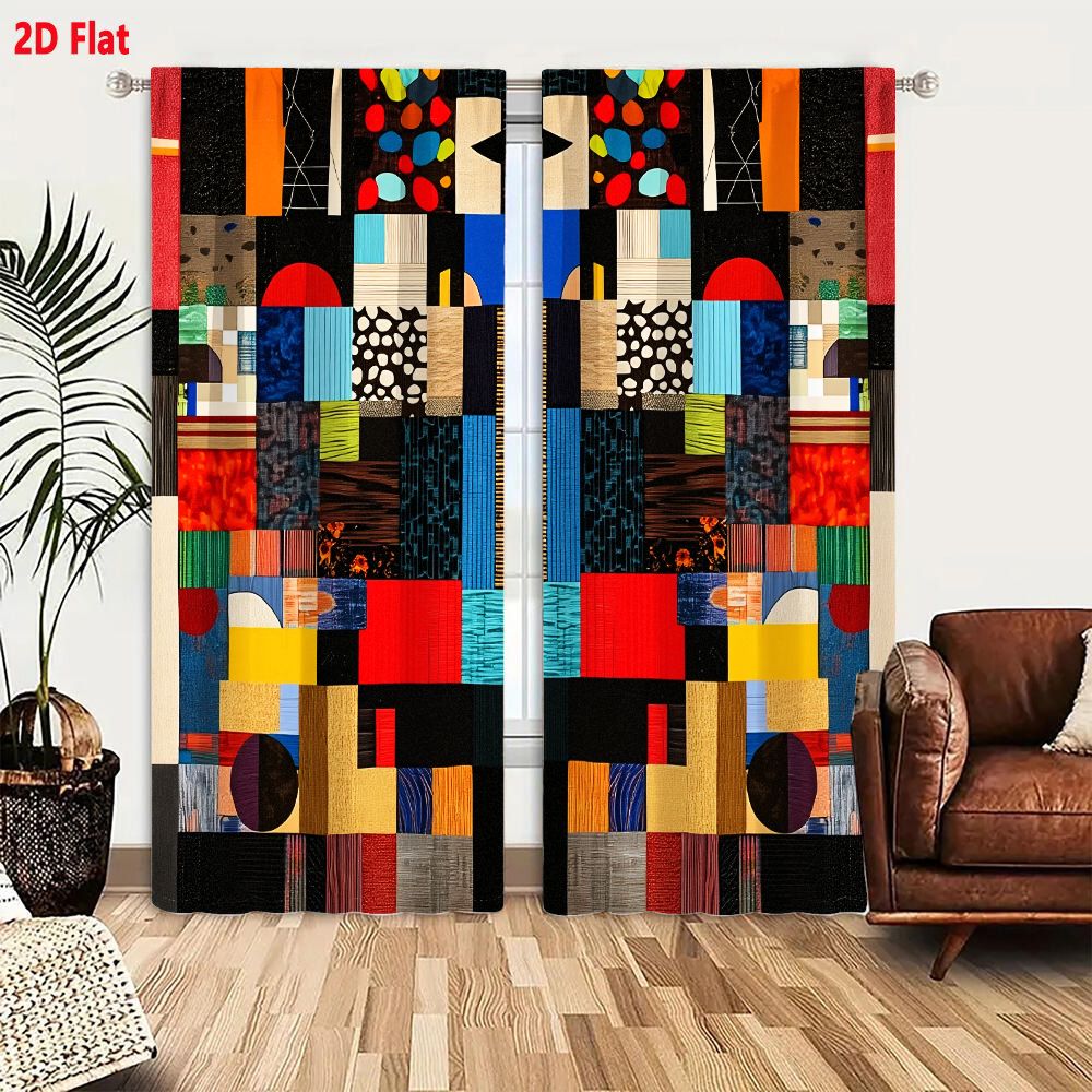 2 Buah Tirai 2D Datar dengan S - Home Decor Color Palettes ulasan dan harga