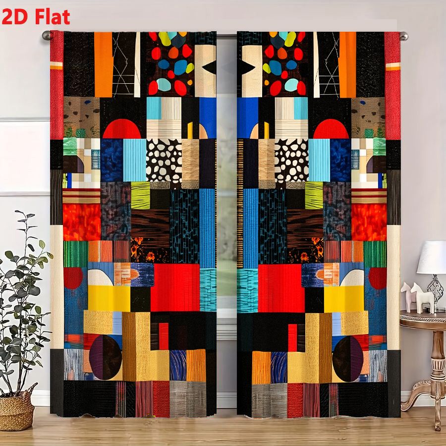2 Buah Tirai 2D Datar dengan S - Home Decor Color Palettes ulasan dan harga