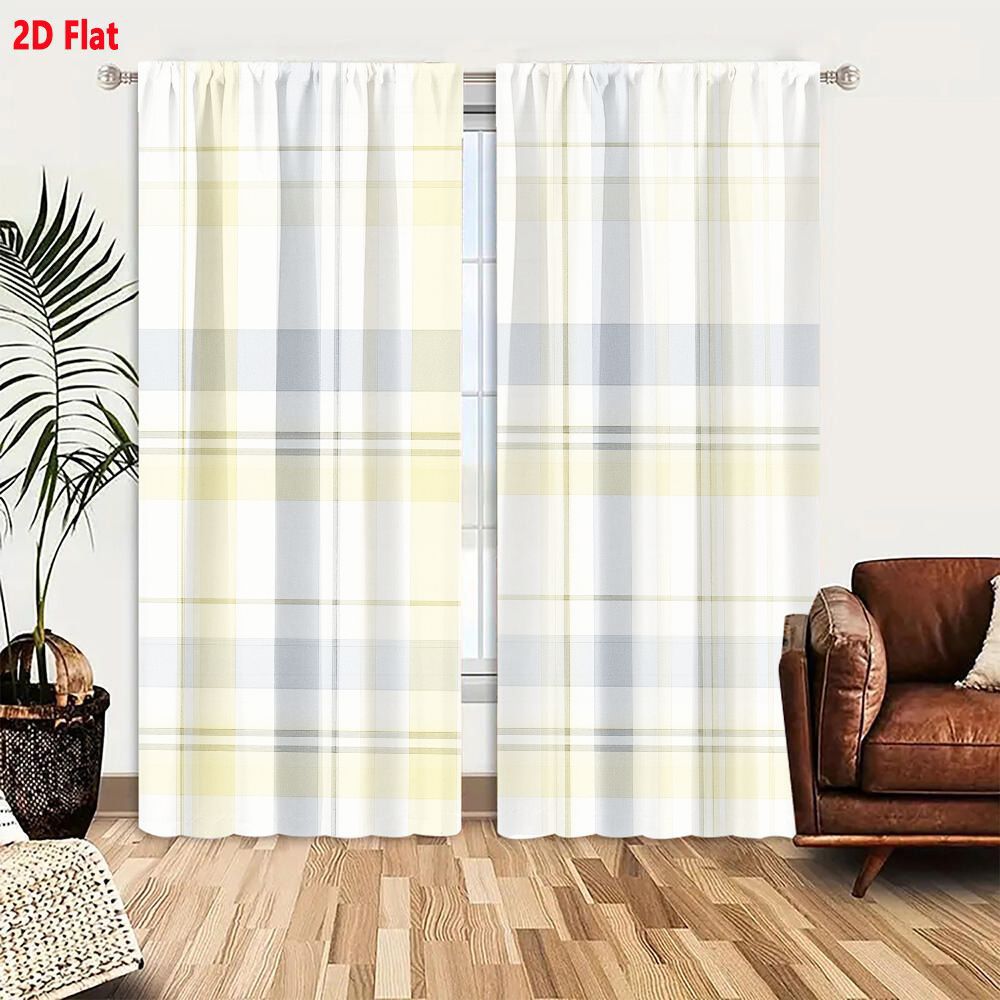 2 Buah Tirai Pola Kotak-kotak  - Home Decor Color Palettes ulasan dan harga