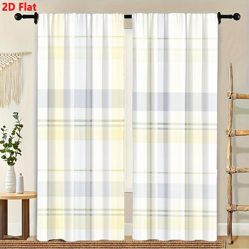 2 Buah Tirai Pola Kotak-kotak  - Home Decor Color Palettes ulasan dan harga