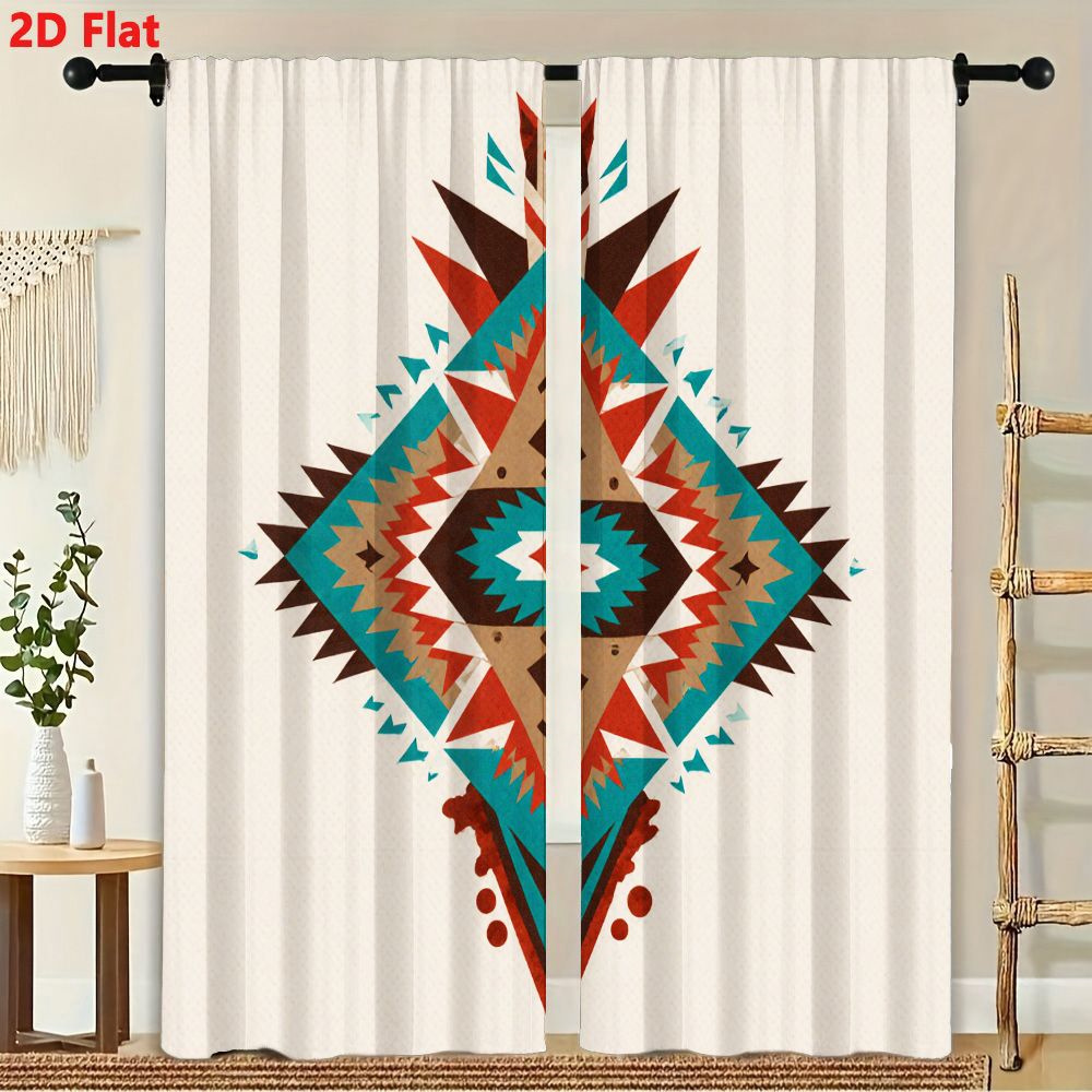 2 Buah Tirai 2D Desain Seni Tr - Home Decor Color Palettes ulasan dan harga