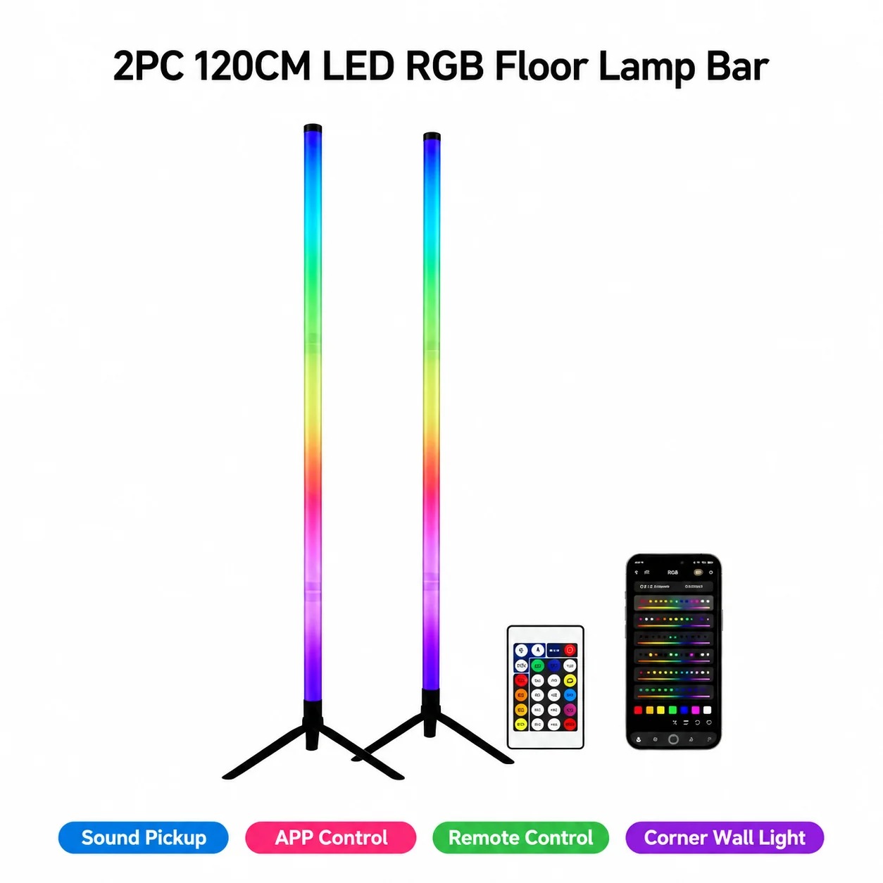 2PCS Lampu Lantai RGB 120CM, L - Home Decor Lighting ulasan dan harga