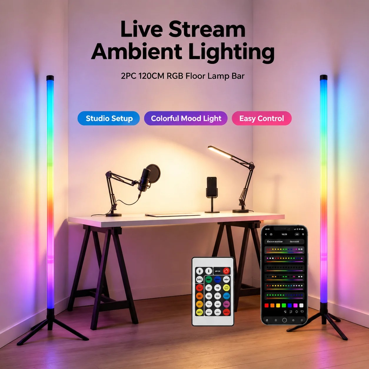 2PCS Lampu Lantai RGB 120CM, L - Home Decor Lighting ulasan dan harga