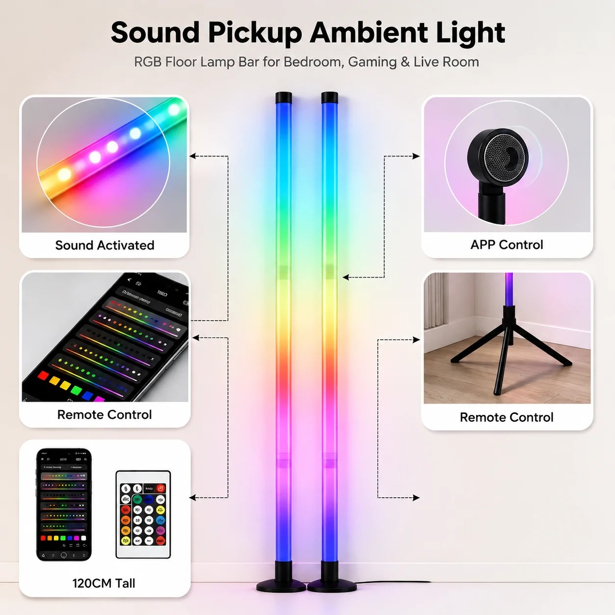 2PCS Lampu Lantai RGB 120CM, L - Home Decor Lighting ulasan dan harga