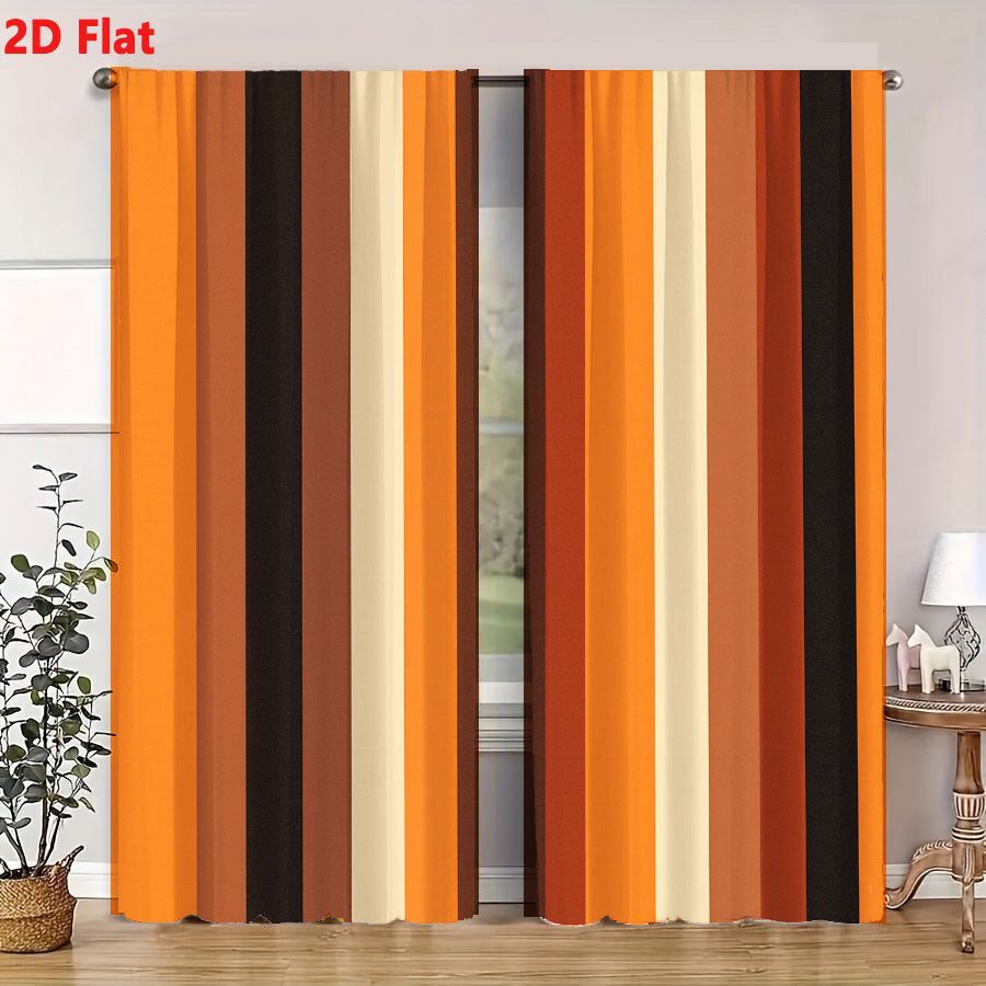2 Buah Tirai 2D Pola Garis Ver - Home Decor Color Palettes ulasan dan harga